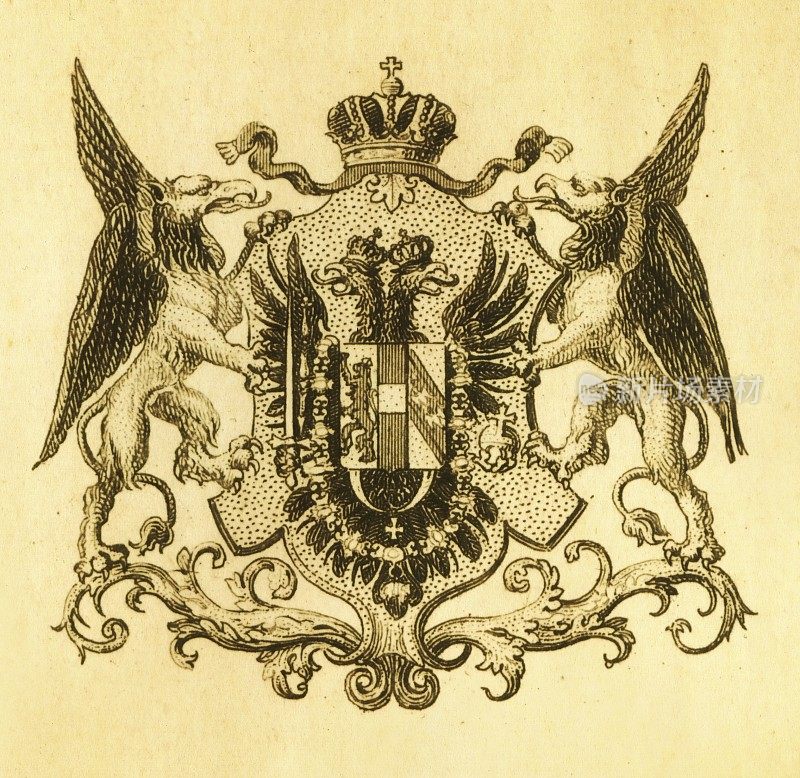奥地利帝国纹章|古董历史插图